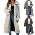 thumbnail image 1 of BiZtdJrK Sales Of The Day Clearance Women's Fashion Winter Coats Fuzzy Fleece Long Sleeve Lapel Jackets Open Front Faux Fur Warm Long Cardigans Outerwear Gray XXL, 1 of 9