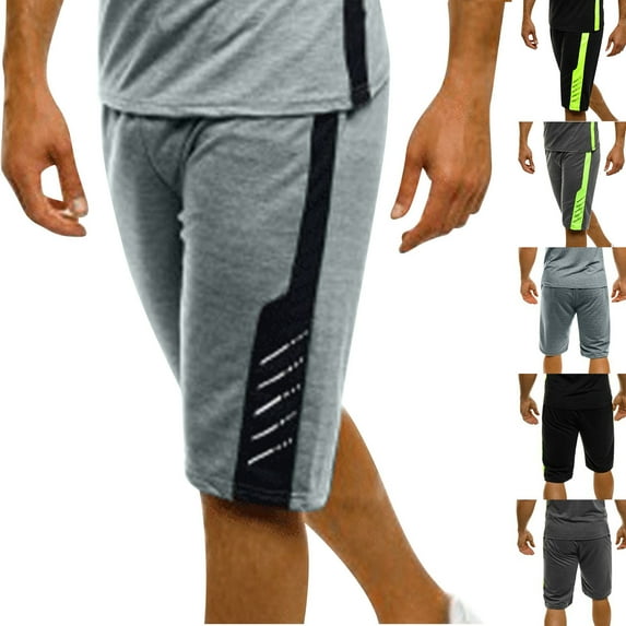 BiZtdJrK Sales for Today, Men's Running Shorts Lightweight Loose Fit Fitness Shorts Fashion Color Block Athletic Workout Gym Shorts Summer Vacation Outfits Black XXL