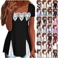 thumbnail image 1 of BiZtdJrK Women's Summer Tops Casual Cutout Lace Patchwork T Shirts Square Neck Pullover Blouses Short Sleeve Beach Vacation Clothes Pink S, 1 of 8