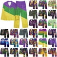 thumbnail image 1 of BiZtdJrK Satin Pajama Set for Women 2025 Mardi Gras Printed Long Sleeve Shirts and Wide Leg Lounge Pants 2 Piece Sleepwear Sets Multicolor M Halloween, 1 of 6
