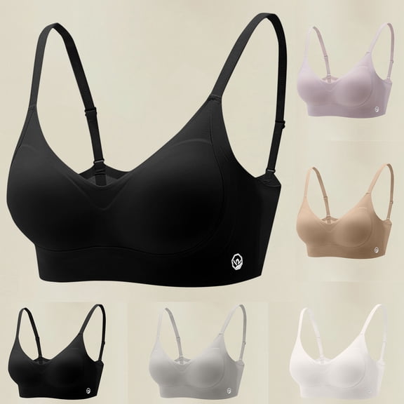 BiZtdJrK Seamless Bras for Women Adjustable Spaghetti Straps Wireless Push Up Bra Full Coverage Solid Support Bralettes Beige XL