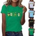 thumbnail image 1 of BiZtdJrK Shamrock Graphic T Shirt Women St Patricks Day Short Sleeve Fashion Holiday Tee Tops Loose Fit Casual Summer Tees Black S, 1 of 4