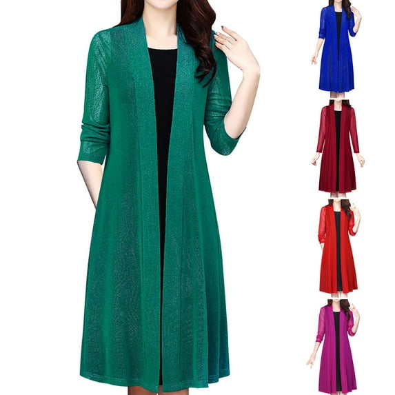 BiZtdJrK Sheer Cardigan for Women Plus Size Long Sleeve Maxi Cardigans Loose Casual Summer Cover Up Solid Lightweight Outerwear Hot Pink XL