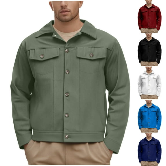 BiZtdJrK Shirt Jacket for Men Twill Casual Button Down Shirts Western Cowboy Work Shirt Lightweight Shacket with Pockets Black XXXL