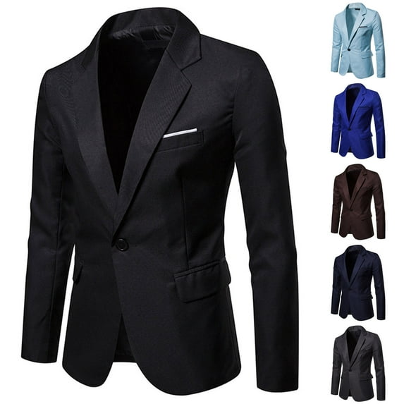 BiZtdJrK Slim Fit Casual Blazer for Men Solid One Button Notched Lapel Suit Jacket Lightweight Business Sport Coat with Pocket Todays Daily Deals Clearance Coffee XL