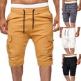 thumbnail image 1 of BiZtdJrK Slim Fit Cotton Shorts for Men Below Knee Drawstring Cargo Shorts Outdoor Jogger Hiking Shorts with Multi Pockets on sale clearance items White XXL, 1 of 6