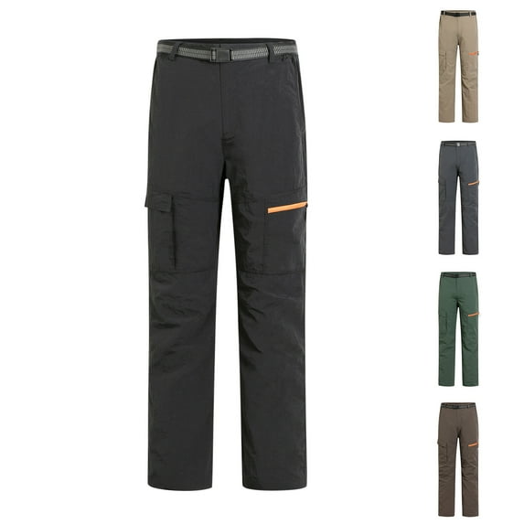 BiZtdJrK Solid Cargo Pants for Men Big and Tall Waterproof Windproof Softshell Pants Outdoor Casual Lightweight Nylon Straight Trousers with Pockets Clearance Items Coffee XXXL