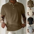 thumbnail image 1 of BiZtdJrK Solid Collared Shirts for Men Waffle Knit Short Sleeve Textured Polos Shirt Regular Fit Business Tshirts Black L, 1 of 1