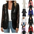 thumbnail image 1 of BiZtdJrK Solid Color Blazer for Women Floral Lace Long Sleeve Dressy Casual Blazers Jackets Lapel Business Work Open Front Cardigans White XXL, 1 of 6