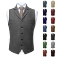 thumbnail image 1 of BiZtdJrK Solid Dress Vests for Men Notched Lapel Single Breasted Sleeveless Casual Work Suit Jackets Business formal Vest with Pockets Dark Blue M, 1 of 6