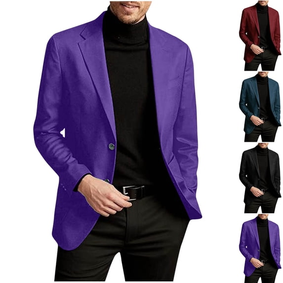 BiZtdJrK Solid Sport Jackets for Men Notched Lapel Two Button Long Sleeve Casual Blazers Comfy Suit Jacket with Pockets Blue M