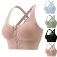 thumbnail image 1 of BiZtdJrK Sports Bra for Women Front Zipper No Underwire Push Up Bralettes Criss Cross Back High Impact Workout Bras with Removable Cups Summer Savings Green XL, 1 of 6