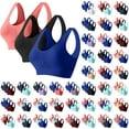 thumbnail image 1 of BiZtdJrK Sports Bras for Women Plus Size Breathable Wireless Bralettes Gym Workout Stretchy Push Up Underwear Bra 3 Pack, Wine, XXXL, 1 of 3