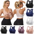 thumbnail image 1 of BiZtdJrK Zip Front Sports Bras for Women Hollow Mesh Back Workout Yoga Bralettes High Impact Supportive Large Bust Bra Navy XXXXL, 1 of 3