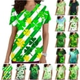 thumbnail image 1 of BiZtdJrK St Patrick's Day Scrub Tops for Women Short Sleeve V-Neck Printed Scrubs Top Holiday Medical Nursing Uniforms Going Out Outfits Yellow XXL Big Sale Days, 1 of 6