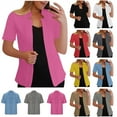 thumbnail image 1 of BiZtdJrK Summer Blazers for Women Lightweight Short Sleeve Business Casual Cardigans Open Front Lapel Work Office Suit Blazer Hot Pink L Gifts for Mom, 1 of 7