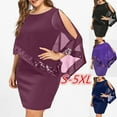 thumbnail image 1 of BiZtdJrK Summer Dresses for Women 2025 Plus Size Chiffon Batwing Sleeve Dress Casual Cold Shoulder Wedding Guest Dress Sequin Glitter Party Dress Blue XXL, 1 of 8