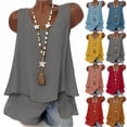 thumbnail image 1 of BiZtdJrK Summer Linen Tank Top for Women Double Layer Round Neck Sleeveless T Shirts Fashion Streetwear Tanks Shirt Yellow M, 1 of 9
