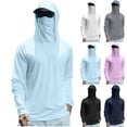 thumbnail image 1 of BiZtdJrK Sun Protection Fishing Shirts for Men UPF 50+ Long Sleeve Hoodie with Face Mask UV Rash Guard Quick Dry Hiking Shirt White XL, 1 of 5