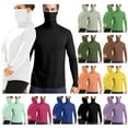 thumbnail image 1 of BiZtdJrK Sun Protection Shirts for Women and Men with Mask Lightweight Rash Guard Hiking Tops Unisex Cool Long Sleeve Ice Silk Sunscreen Blouses Silver XXXXL, 1 of 9