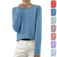 thumbnail image 1 of BiZtdJrK Sweaters for Women Crew Neck Long Sleeve Knitted Pullover Solid Fall Sweater Regular Fit Casual Tops Birthday Gift Green XL, 1 of 7