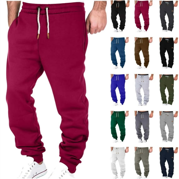 BiZtdJrK Sweatpants for Men Casual Drawstring Elastic Waist Joggers Pants Solid Color Straight Leg Yoga Pants Baggy Lounge Trousers with Pockets, Navy, XL