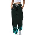 thumbnail image 1 of BiZtdJrK Sweatpants Women Flame Print High Waist Fashion Casual Trousers Drawstring Loose Fit Jogger Pants with Pockets Black S, 1 of 5