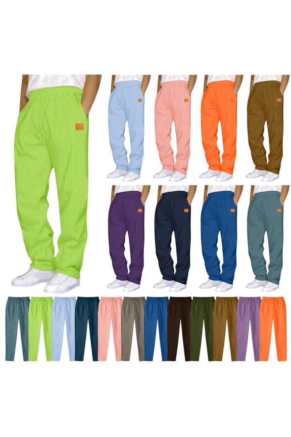 BiZtdJrK Sweatpants for Men Baggy Wide Leg Sweat Pants Drawstring Elastic Waist Joggers with Pockets Workout Gym Track Pants, Army Green, XXL