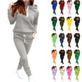 thumbnail image 1 of BiZtdJrK Sweatshirt and Sweat Pants for Women Casual Sweatsuit Set Solid Long Sleeve Pullover Matching Drawstring Pants Tracksuit Lounge Sets with Pockets Daily Sales Wine S, 1 of 9