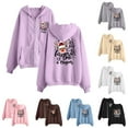 thumbnail image 1 of BiZtdJrK Sweatshirts Jackets for Women Full Zip Long Sleeve Hoodies Christmas Funny Graphic Printed Hooded Jackets Going Out Tops with Pockets Daily Sales Clearance Purple S, 1 of 4