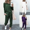 thumbnail image 1 of BiZtdJrK Sweatsuit for Women Jogger Athletic 2 Piece Outfits Crewneck Long Sleeve Tops and Drawstring Pants Workout Sets with Pockets Purple S, 1 of 5