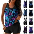 thumbnail image 1 of BiZtdJrK Swim Suits for Women Sleeveless Tankini Swimwear 2 Piece Sets Summer Tank Tops with Tummy Control Boy Shorts, Multicolor, M, 1 of 7