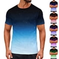 thumbnail image 1 of BiZtdJrK T-Shirt for Men Gradient Short Sleeve T Shirts Summer Casual Slim Fit Crewneck Tees Going Out Tops, Hot Pink, XXL, 1 of 10