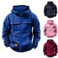 thumbnail image 1 of BiZtdJrK Tactical Hoodies for Men 2025 Full Zip Long Sleeve Workout Cargo Sweatshirt Solid Casual Hooded Pullover Jackets with Pocket Pink L Lightning Prime Sales, 1 of 5