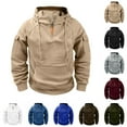 thumbnail image 1 of BiZtdJrK Tactical Hoodies for Men Quarter Zip Cargo Pullover Tops Solid Color Long Sleeve Hooded Sweatshirt with Pockets Fall Winter Clothes, Army Green, XL, 1 of 8