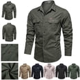 thumbnail image 1 of BiZtdJrK Tactical Shirts for Men Big and Tall, Outdoor Casual Button Down Blouse Jackets Solid Color Work Tops Long Sleeve Shirts with Pockets, Army Green, XL, 1 of 9