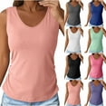 thumbnail image 1 of BiZtdJrK Tank Tops with Built in Bra for Women Summer Solid V Neck Sleeveless Tops Side Ruched Cami Shirts Gray S, 1 of 9