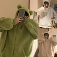 thumbnail image 1 of BiZtdJrK Teddy Fleece Jacket Women Cute Bear Ears Long Sleeve Zipper Hooded Jackets Loose Comfy Casual Winter Sweatshirt Coats with Pockets Green M, 1 of 7