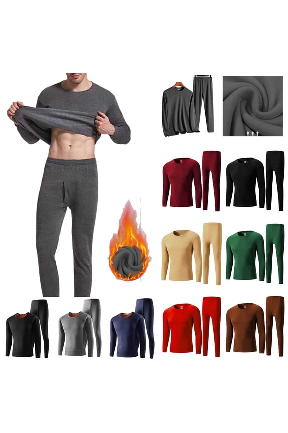 BiZtdJrK Thermal Underwear for Men Long Johns with Fleece Lined Base Layer Shirts Cold Weather Long Sleeve Tops Bottoms 2 Piece Sets, Army Green, XXL