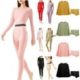 thumbnail image 1 of BiZtdJrK Thermal Underwear for Women Long Johns Lounge Set Cold Weather Long Sleeve Shirts and Legging Bottoms 2 Piece Outfits, Black, XXXL, 1 of 7