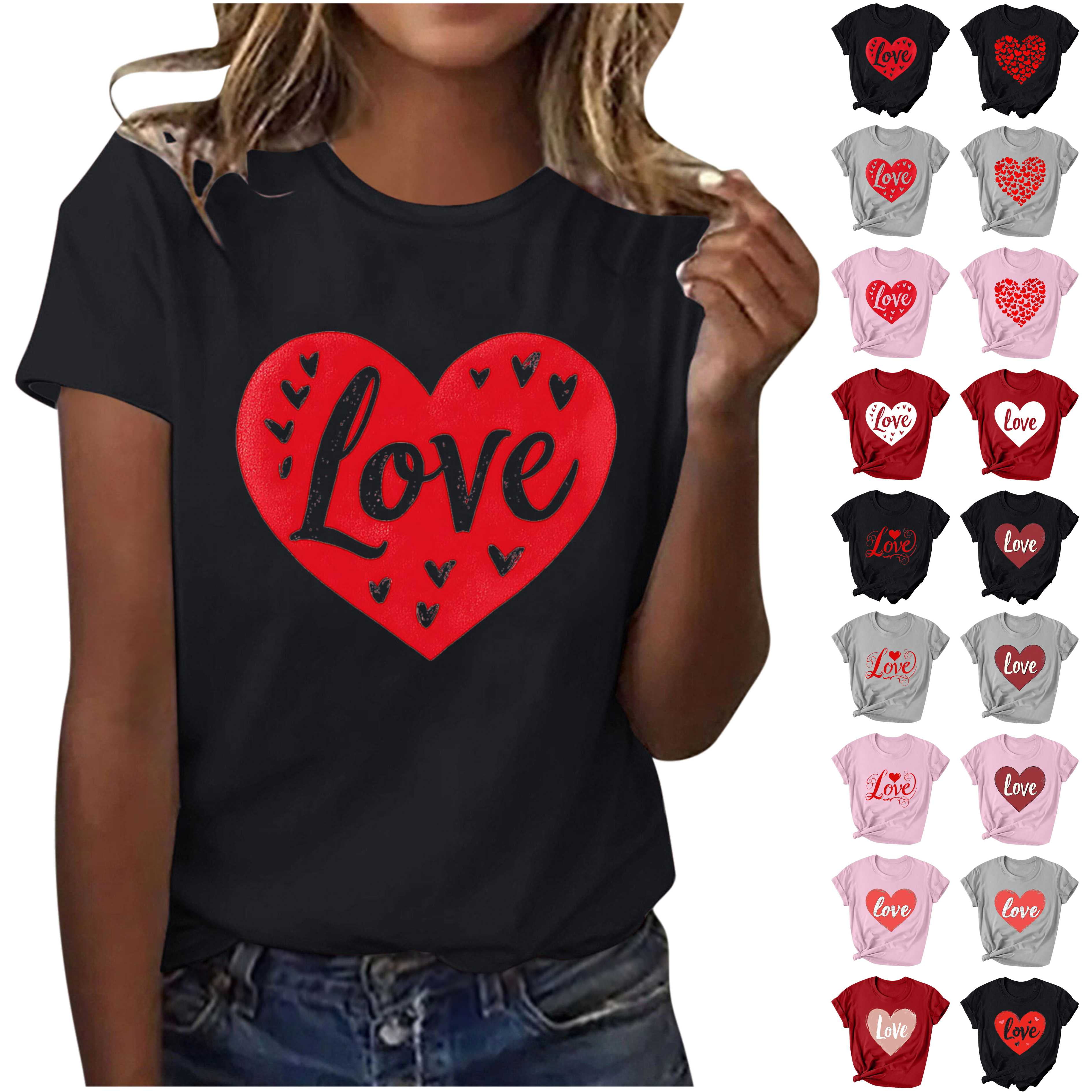 BiZtdJrK Today Prime Deals Women's Valentine's Day Heart Shirts 2025