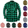 thumbnail image 1 of BiZtdJrK Sales for Today Plaid Flannel Shirts for Men Casual Regular Fit Blouse Tops Long Sleeve Button Down Collared Shirt Outdoor Vacation Outfit with Pockets Blue M, 1 of 4