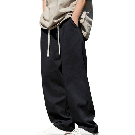 BiZtdJrK Men's Baggy Cargo Pants Drawstring Waist Parachute Pants Outdoor Lightweight Hiking Trousers Wide Leg Y2K Casual Track Pants with Pockets Hip Hop Streetwear Black XL
