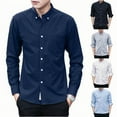 thumbnail image 1 of BiZtdJrK Todays Daily Sales Business Casual Outfits for Men Big and Tall Button Down Lapel Shirts Solid Color Slim Fit Long Sleeve Work Tops with Chest Pocket Blue M, 1 of 3