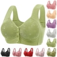 thumbnail image 1 of BiZtdJrK Daisy Bras for Older Women, Comfy Front Closure Button Breathable Bras Plus Size No Underwire Push Up Bra for Seniors, Pink, XXXXXL, 1 of 7