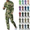 thumbnail image 1 of BiZtdJrK Tracksuits for Men Big and Tall 2 Piece Sets Fashion Camo Print Long Sleeve Pullover Tops Matching Joggers Pants Casual Workout Set Green 5XL, 1 of 1