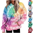 thumbnail image 1 of BiZtdJrK Trendy Sweatshirts for Women Tie Dye Long Sleeve Casual Hooded Sweatshirt Drawstring Regular Fit Hoodie Pullover with Kangaroo Pocket Light Blue XXL, 1 of 8