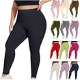thumbnail image 1 of BiZtdJrK Tummy Control Leggings for Women High Waisted Workout Running Yoga Pants Solid Color Tight Legging Trousers, Dark Gray, XXXXL, 1 of 7