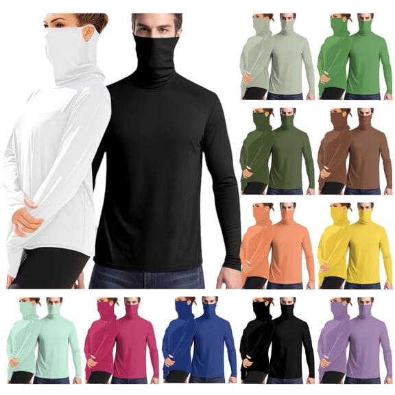 BiZtdJrK Unisex Sun Protection Clothing Mens Womens Sun Protection Lightweight Long Sleeve Shirts Workout Hiking Going Out Tops with Mask Yellow XXXXL