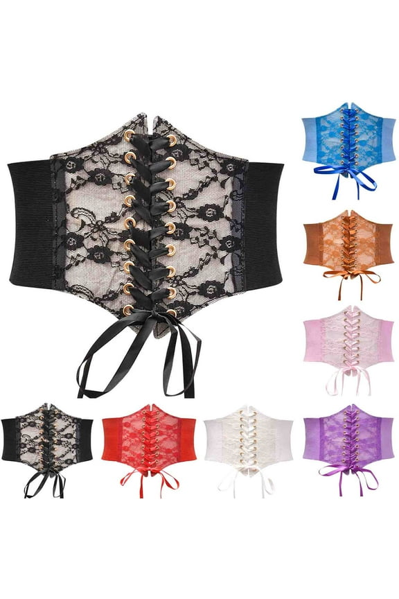 Vintage Lace Corset Belt Wide Elastic Waist Belt Party Club Prom Clothing Waist Corset for Women and Girls Ofertas Flash Pink Free Size
